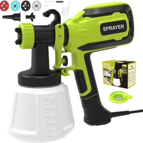 Pistolet a Peinturede, 700W HVLP Pistolet Peinture Electrique avec Joints de Nettoyage et de Soufflage, 4 Buses et 3 Motifs, Facile à Utiliser, pour Abri de Jardin, Meubles, Clôtures, Murs, etc