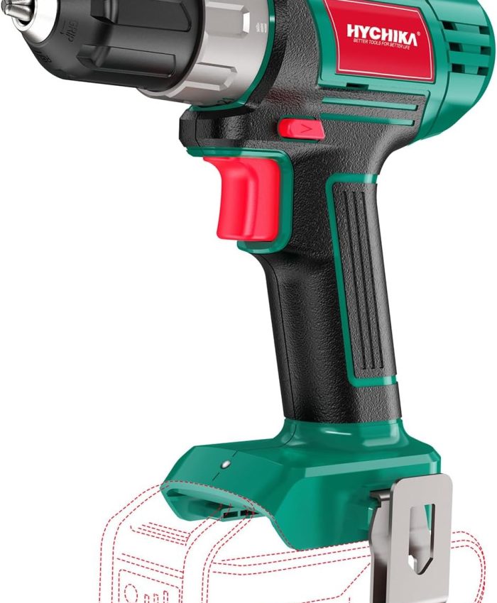 Perceuse visseuse sans fil HYCHIKA 18V 35Nm,21+1 positions de réglage du couple et deux vitesses,Pour le perçage de vis et de trous dans le métal et le bois.
