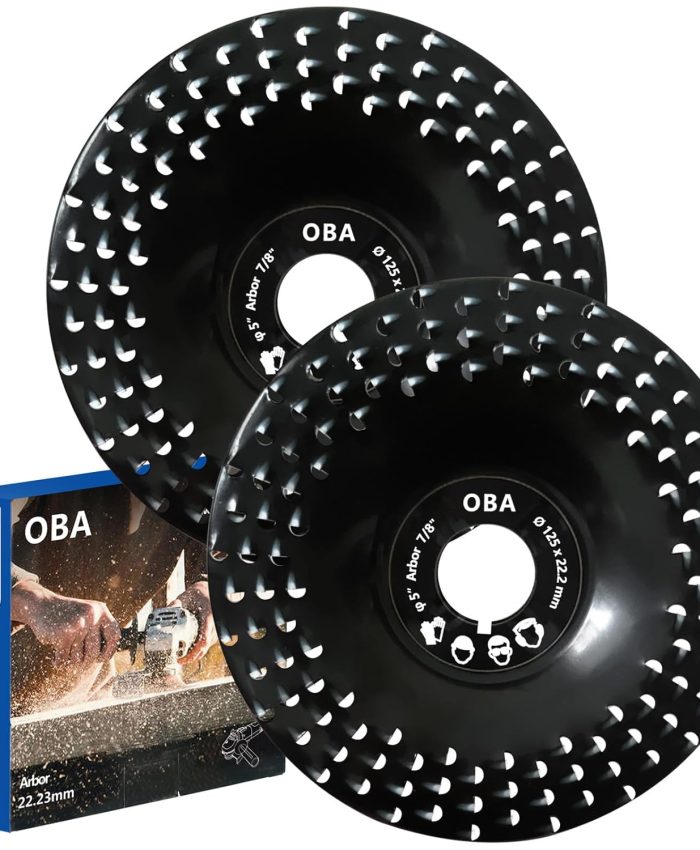 OBA Disque Bois Meuleuse 125mm – Pas de blocage, 2 Pièces Disques de Meulage pour Façonner, Meuler et couper. Disque à sculpter pour Meuleuse d&rsquo;angle