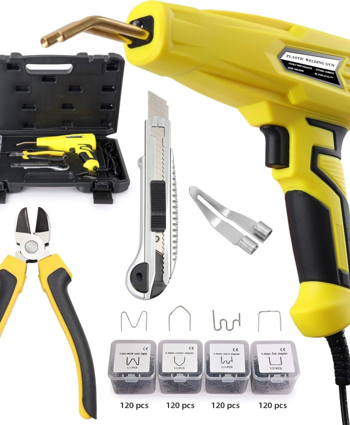 Rupse Machine à Souder en Plastique Portable 100W Pistolet à Souder Plastique Poste à Souder Portatif Agrafeuse à Chaud pour PVC de Machine de Soudage pour Pare-chocs de Voiture, Prise EU