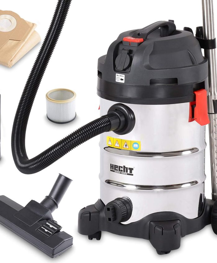 Hecht Jardin Aspirateur Industriel Multifonctions Eau et poussière avec réservoir 30L Puissant avec Prise d’Appareil. pour Chantier, Jardin, travaux Nouvelle Collection 2020
