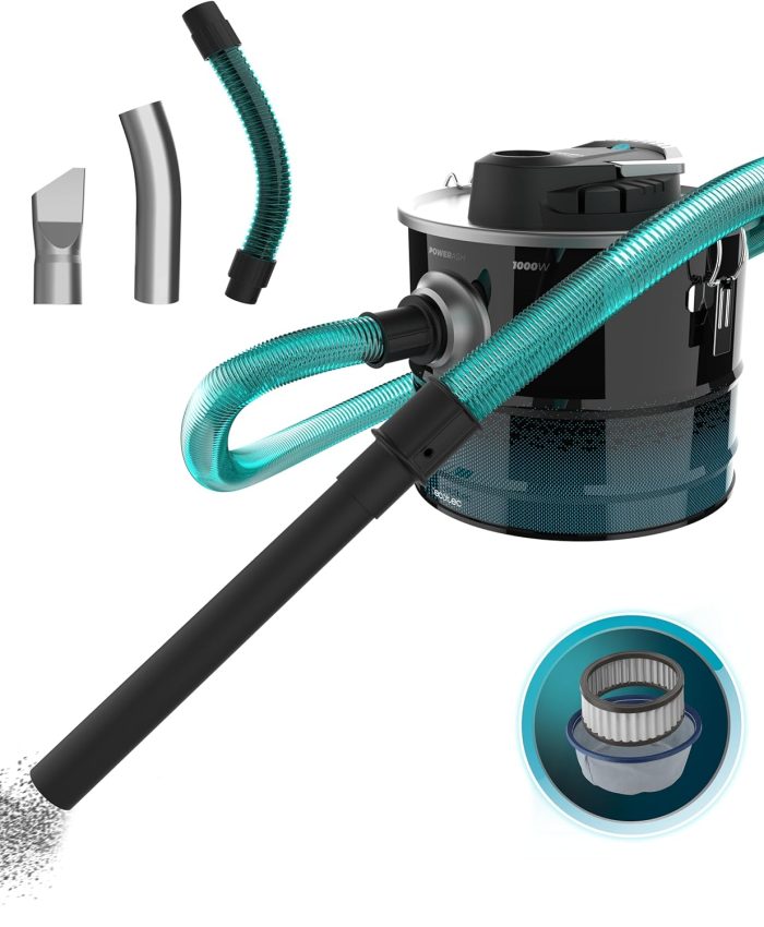 Cecotec Aspirateur de Cendres Conga Ash 3000 Home 15L. Puissance de 1000 W, Puissance d&rsquo;aspiration de 15 kPa, Tube à revêtement métallique, buse de 38 mm, câble de 4 m et poignée de Transport