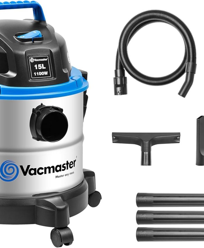 Vacmaster VQ1115S 03 Aspirateur Eau et Poussière, Bleu, 1100 W, 15 liters, 70 décibeles