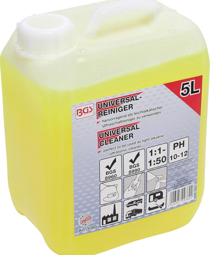 BGS 9380 , Produit de nettoyage universel , 5 l , pour nettoyeurs haute pression et nettoyeurs à ultrasons