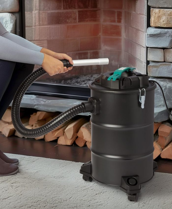 Navaris Aspirateur à cendres poêle à granulés – Aspirateur à cendres cheminée – Aspirateur cheminée – Aspirateur à sec – Puissance d&rsquo;aspiration 1000W – Bac de récupération 20L