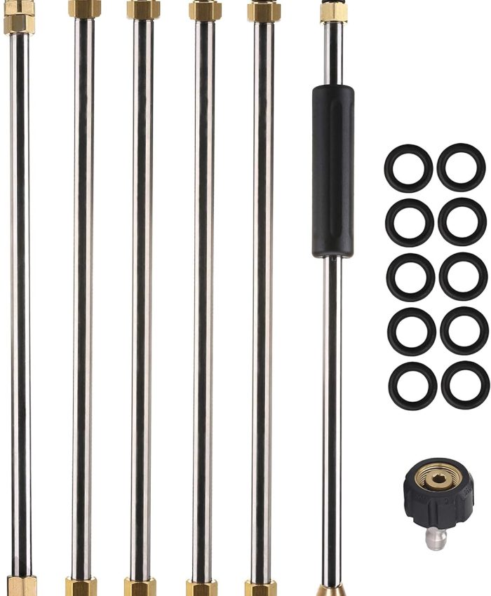 Tool Daily Rallonge pour nettoyeur haute pression, lance de nettoyeur haute pression de 228,6 cm, connexion rapide de 6,35 mm, M22, 4000 PSI