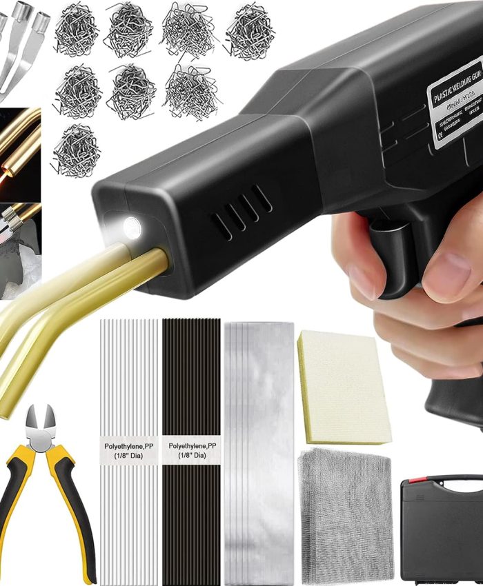 220W Soudure Plastique 2 en1 Soudeuse Plastique Kit Reparation Plastique Soudage Plastique avec 800Pcs Agrafes,40Pcs Bâtons Soudage & 2Pcs Outil de Truelle pour Réparer un Auto/Moto Pare-chocs (noir)