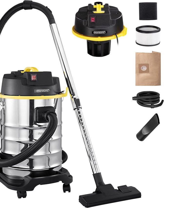 Monzana® Aspirateur Eau et poussière 30L avec Fonction soufflerie Aspirateur de Chantier Multifonction 1400W