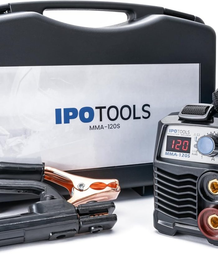 IPOTOOLS MMA-120S Posté a souder a l arc – poste a souder a larc DC MMA Inverter avec 120 A/Affichage Numérique / 230 V/Antistick/garantie de 7 ans