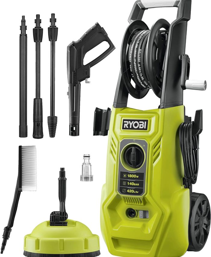 RYOBI Câble électrique Nettoyeur haute pression 140 bars RY140PWA, Vert & Anthracite