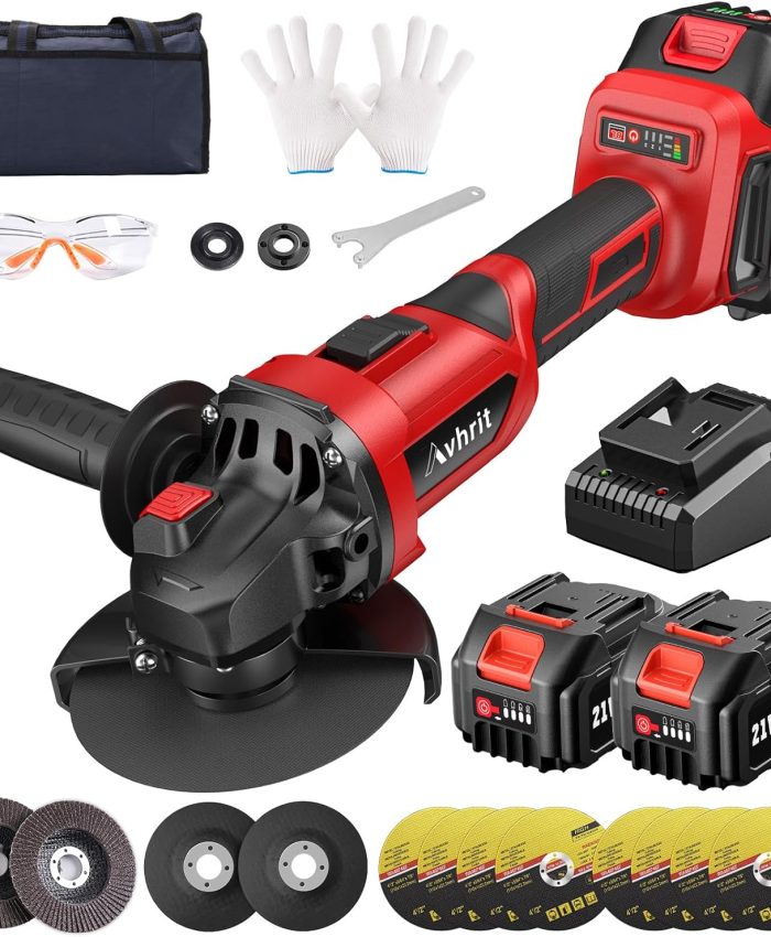 Meuleuse d’angle sans fil – 2 batteries de 4000mAh, meuleuse d’angle sans balais de 125 mm avec 95000 RMP, Meuleuse d&rsquo;angle 21 V avec roues de coupe, ponceuse à lamelles pour la coupe et le ponçage